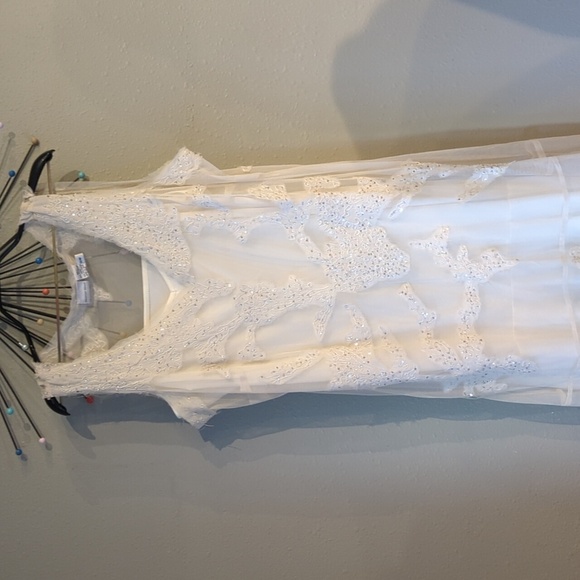 Y2k Newport News Ivory Sheer Beaded Maxi Dress Fairy Whimsigoth Wedding Vintage - Picture 1 of 13